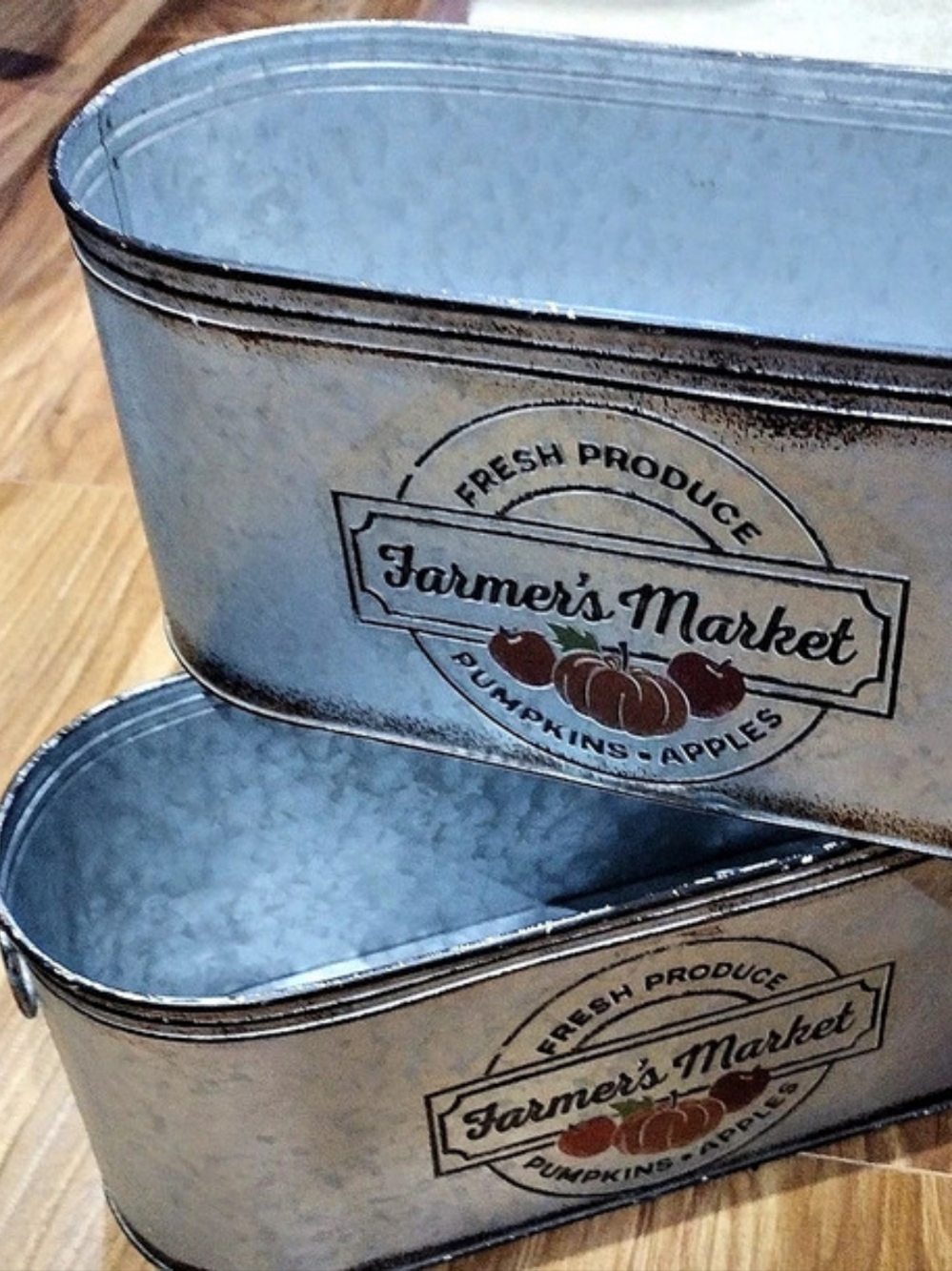 Galvanized Metal Storage Containers Set of 2 Rustic Party Accessories